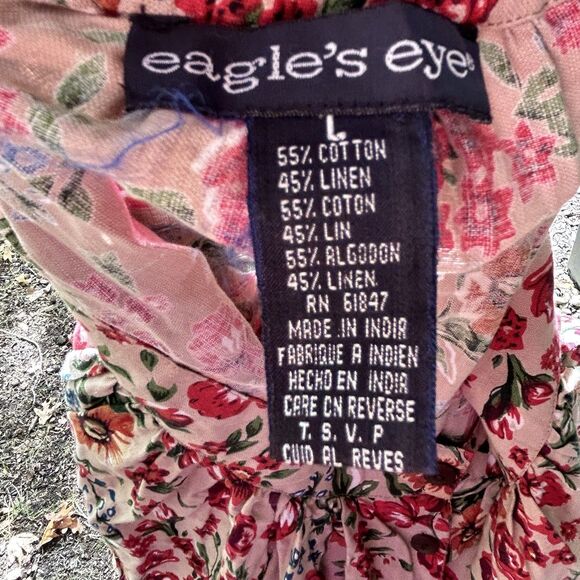 Vintage Eagle's Eye Floral Prairie Midi Skirt Size Large Button Front Linen - Picture 7 of 7